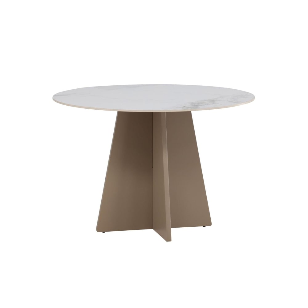 Venture Home Esstisch Ø110cm mit Sinterstein, Marmoroptik Beige Spanplatte