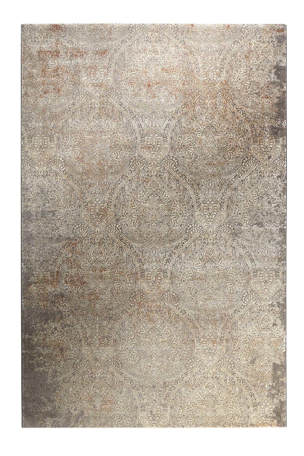 Tapis tissé baroque vintage avec relief gris beige 200x133