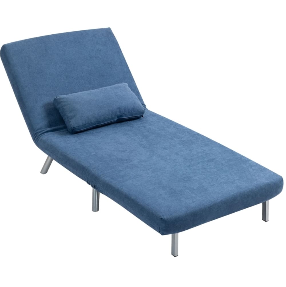 Fauteuil convertible clic-clac en tissu doux en polyester bleu
