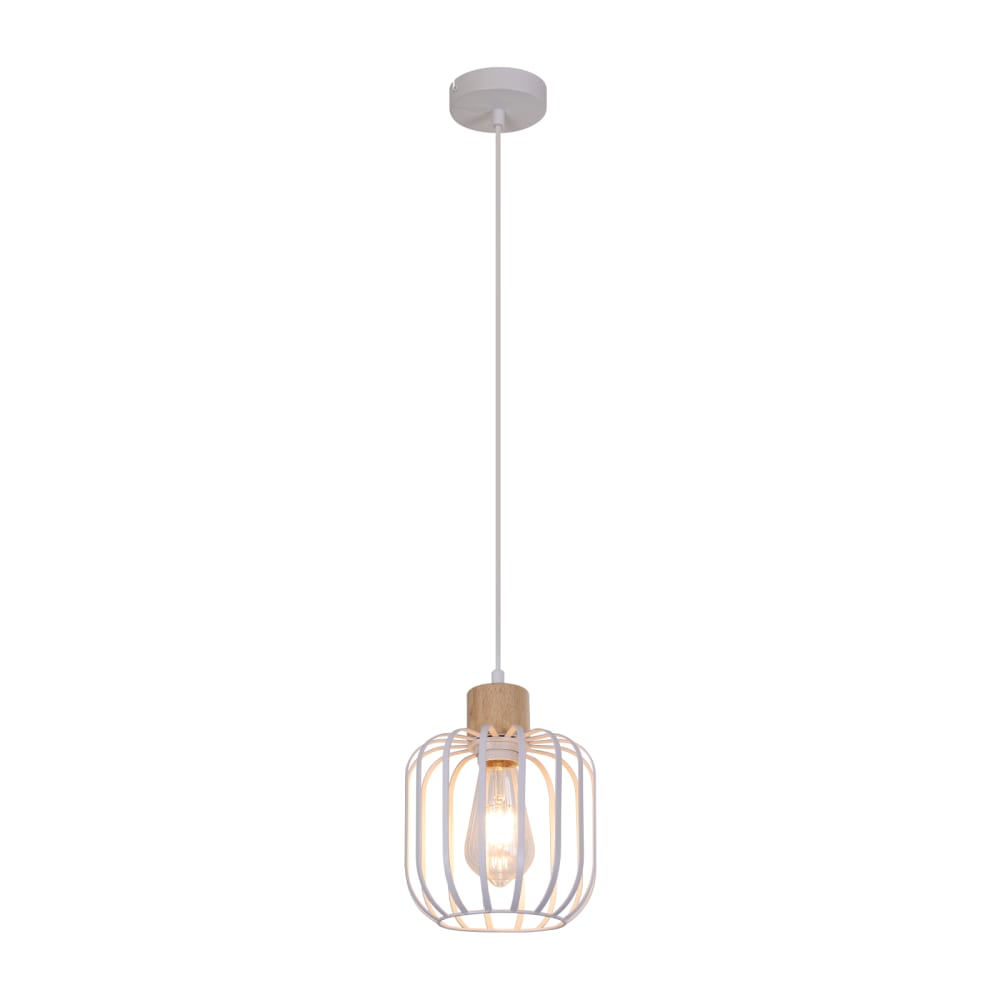 Suspension en fer blanc 10x18x145cm e27