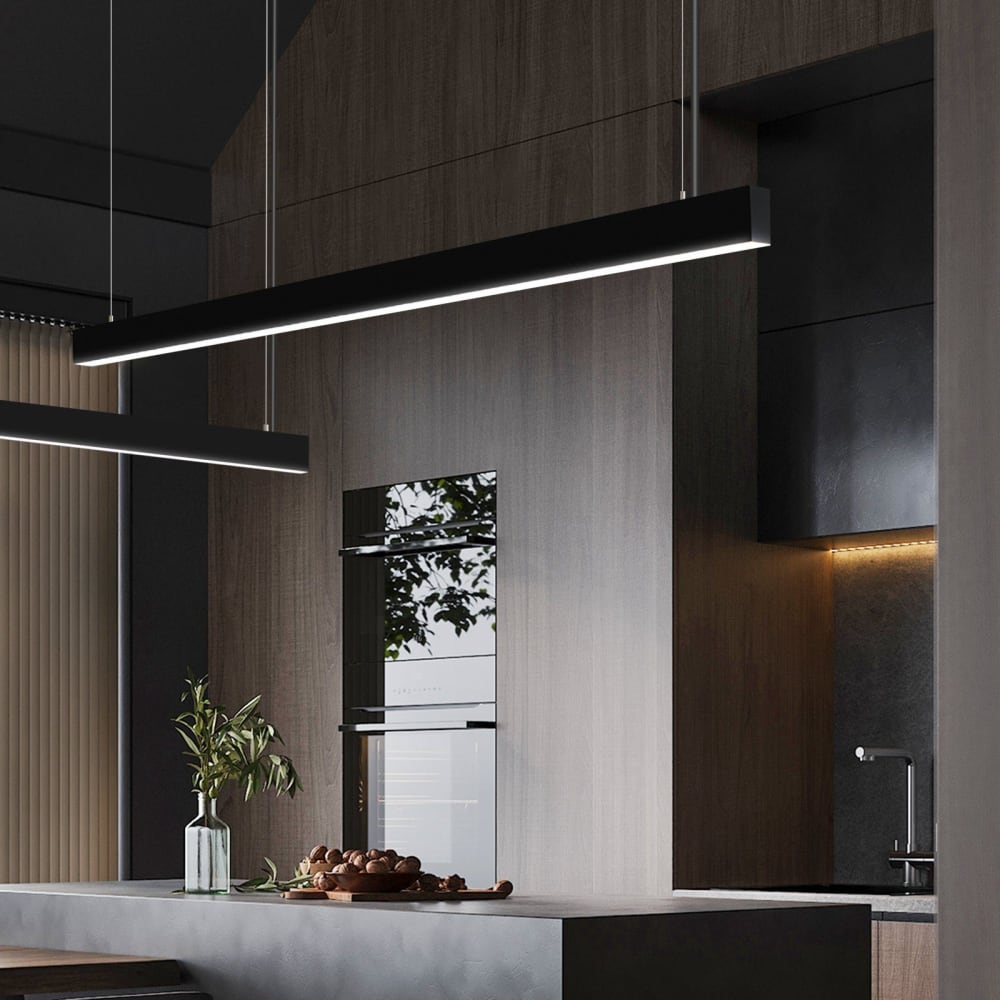 Suspension en aluminium noir 106.5x7.5x3.3cm led — vue 4