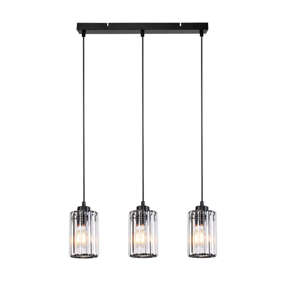 Suspension en fer noir 40x10x140cm e27