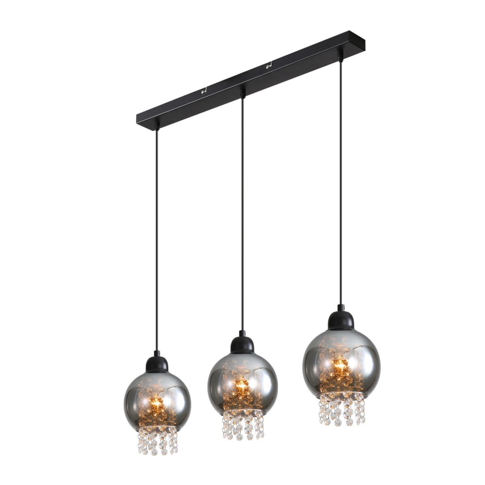 Suspension en fer noir 65x10x175cm e27