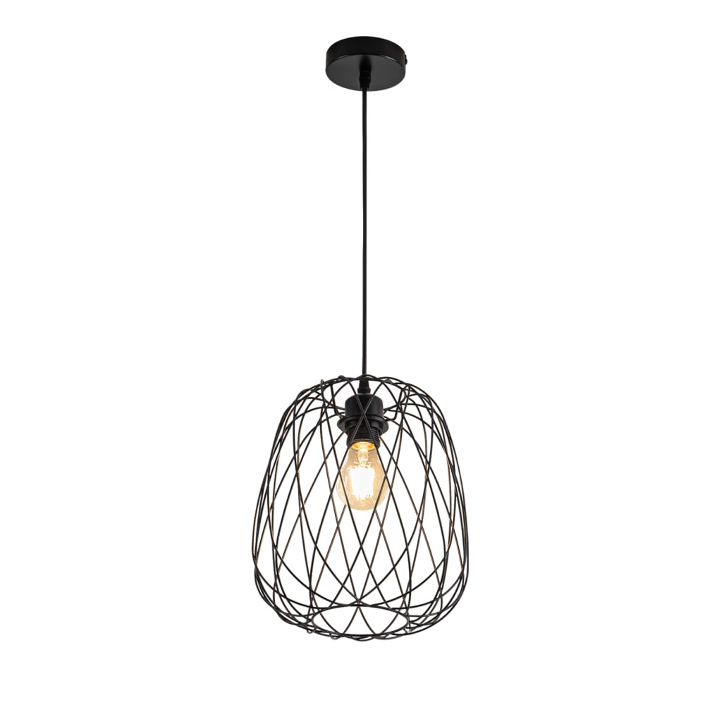 ZMH Pendelleuchte Eisen 25x25x28cm schwarz E27 - Stahl