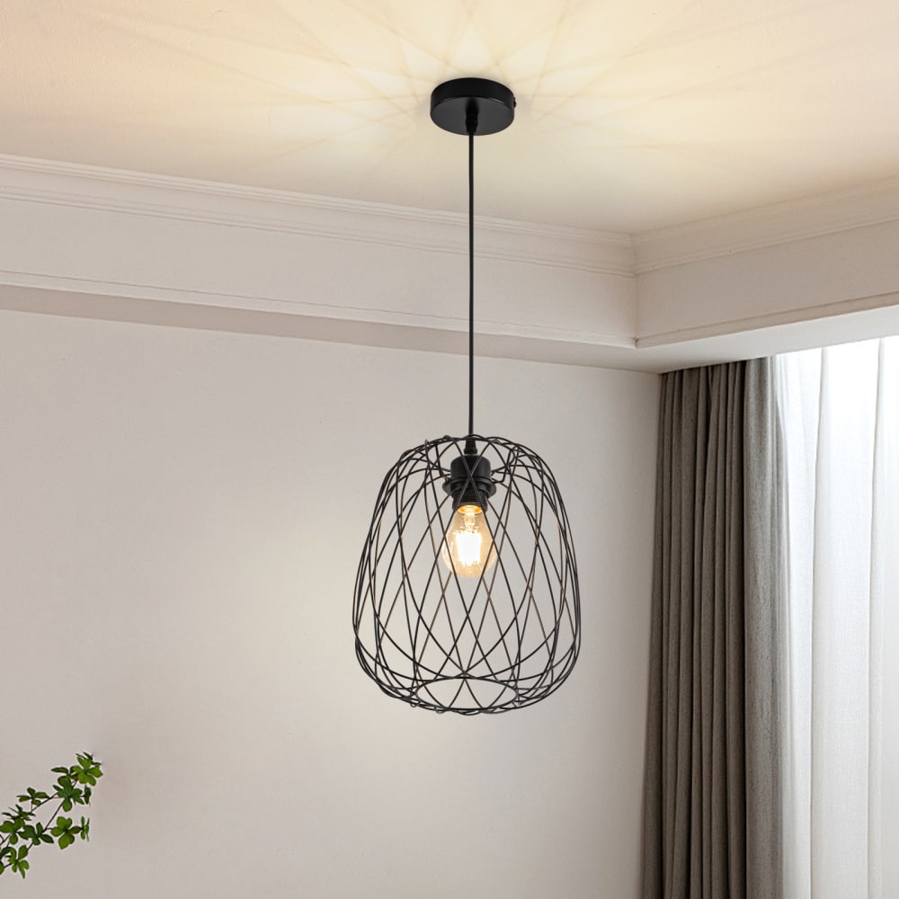 Suspension en fer noir 25x25x28cm e27 — vue 3
