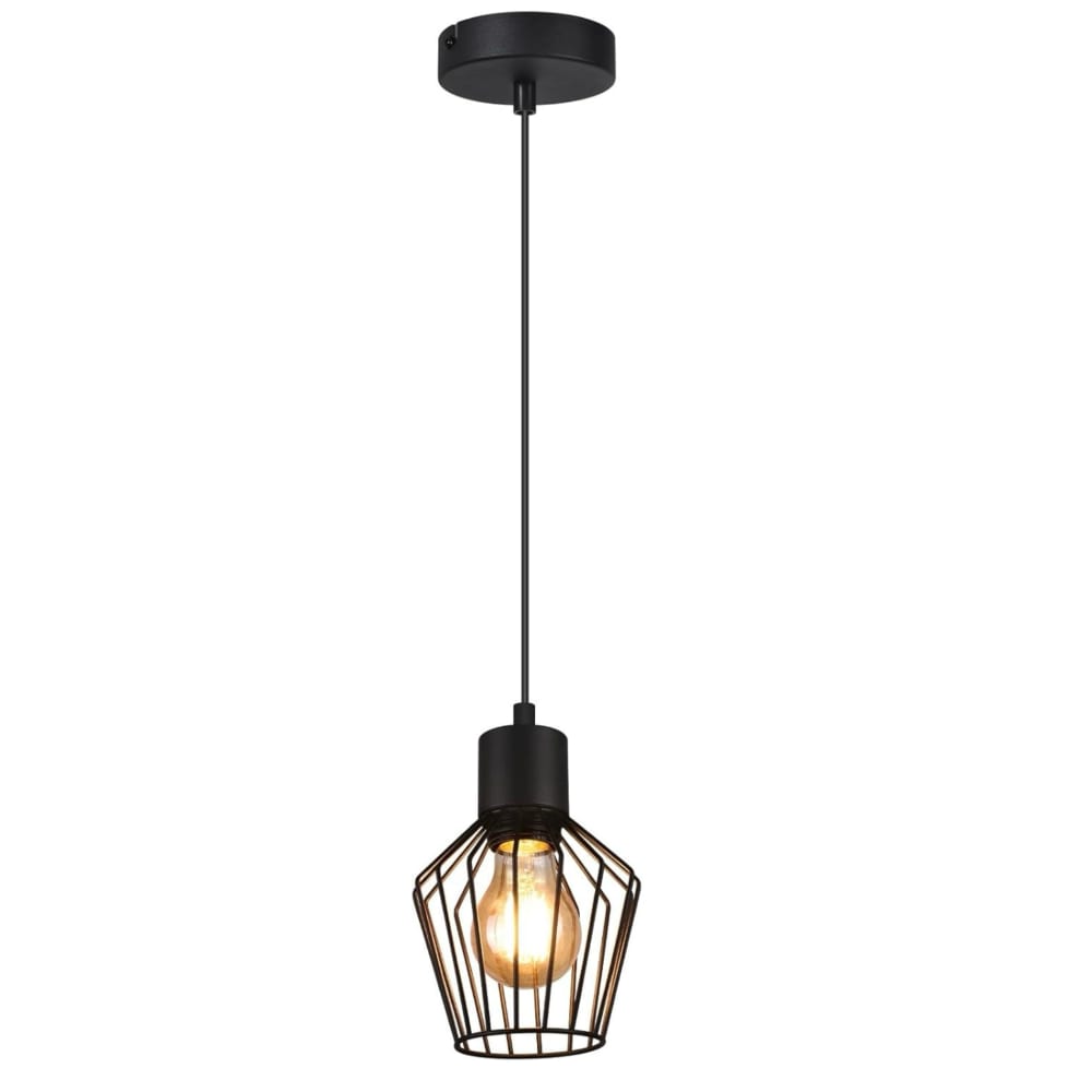 Suspension en fer noir 12x10x173cm e27