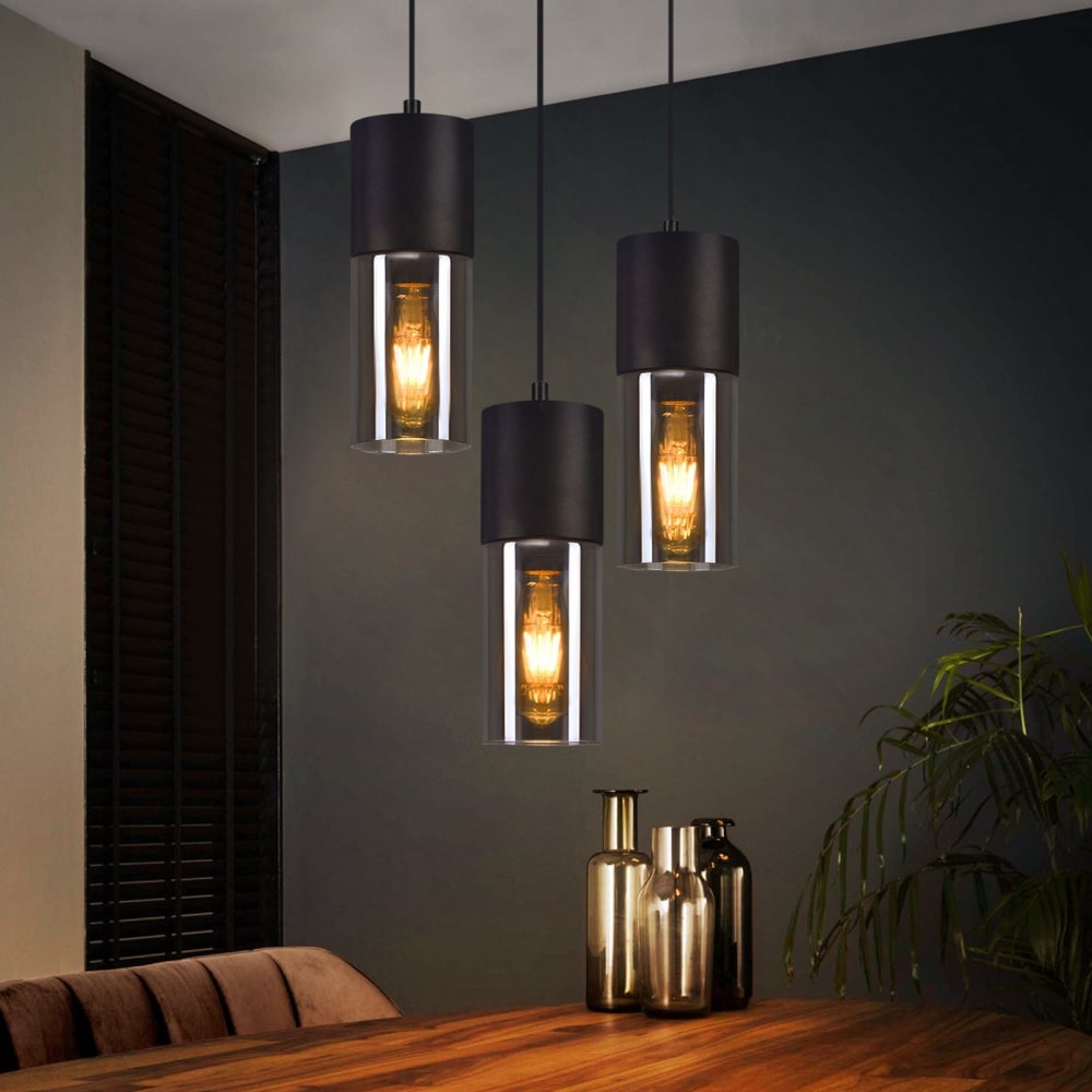 Pendelleuchte Eisen 22x9x150cm schwarz E27 - Maisons Du Monde