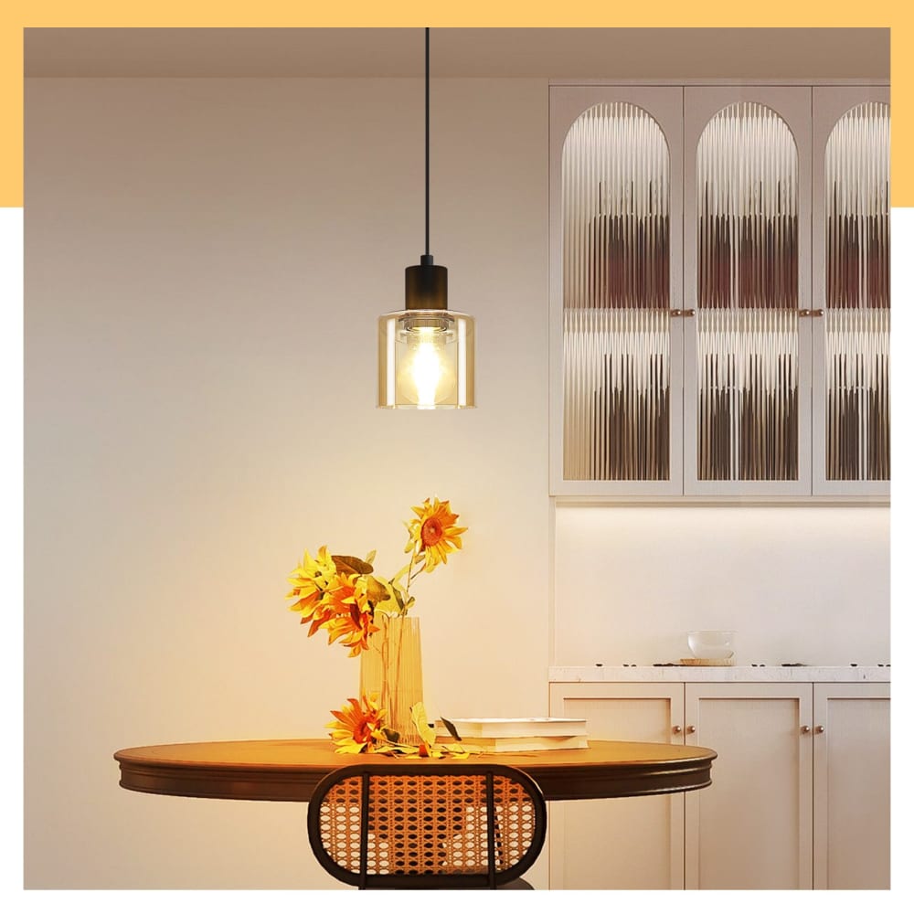 Suspension en fer marron 11x11x195cm e27 — vue 4