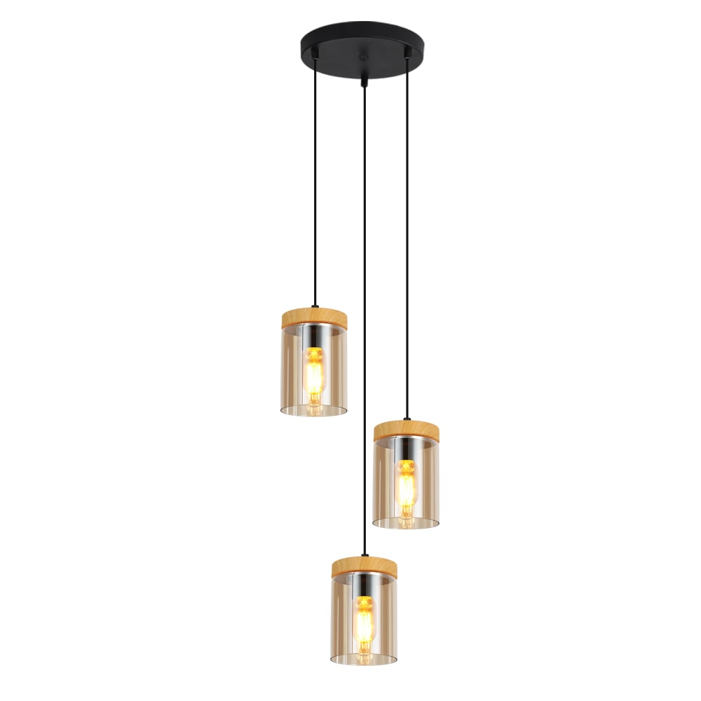 Suspension en fer noir 30x30x143cm e27