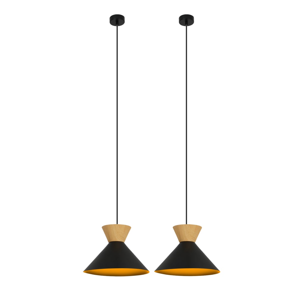 ZMH Pendelleuchte Eisen 25x25x142cm schwarz E27 2er-Set - Stahl