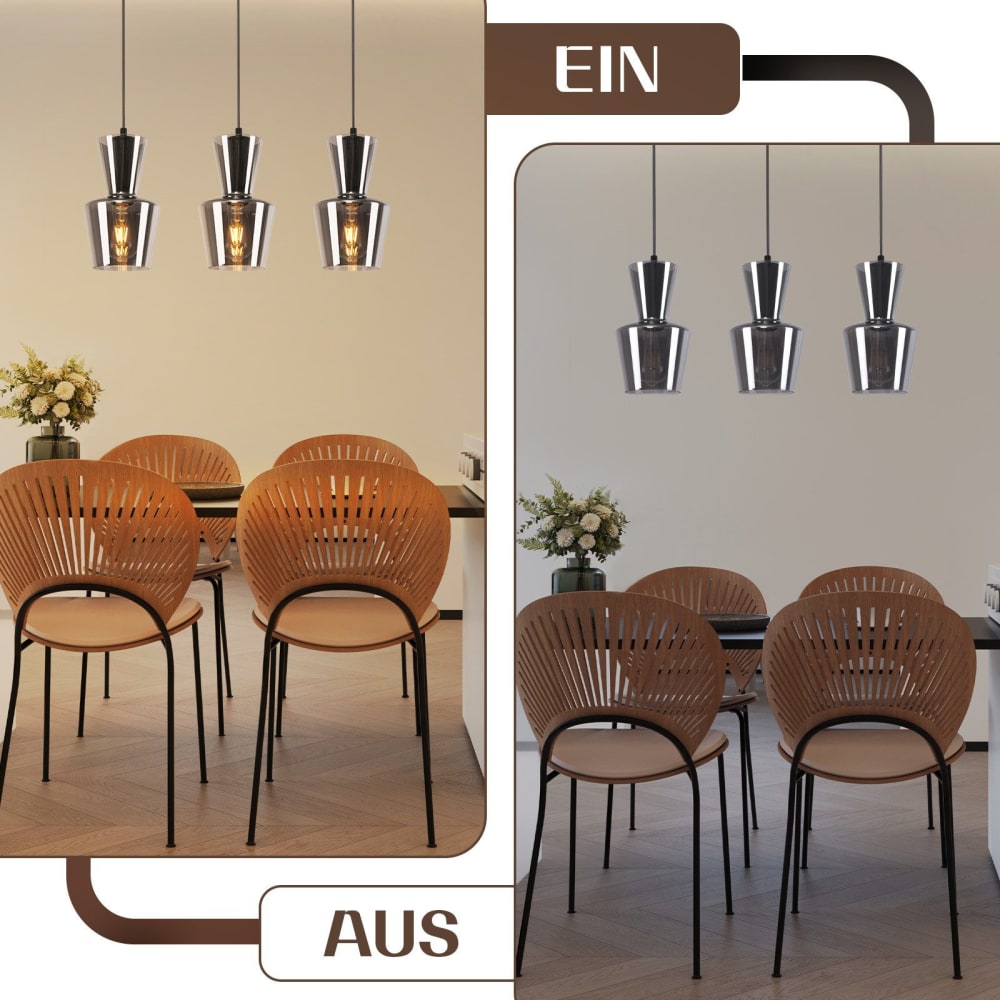 Pendelleuchte Eisen 56x15x150cm grau E27 - Maisons Du Monde