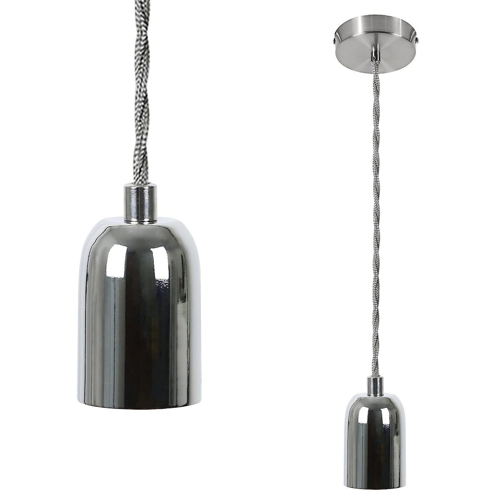 Suspension en fer argenté 10x10x163cm e27