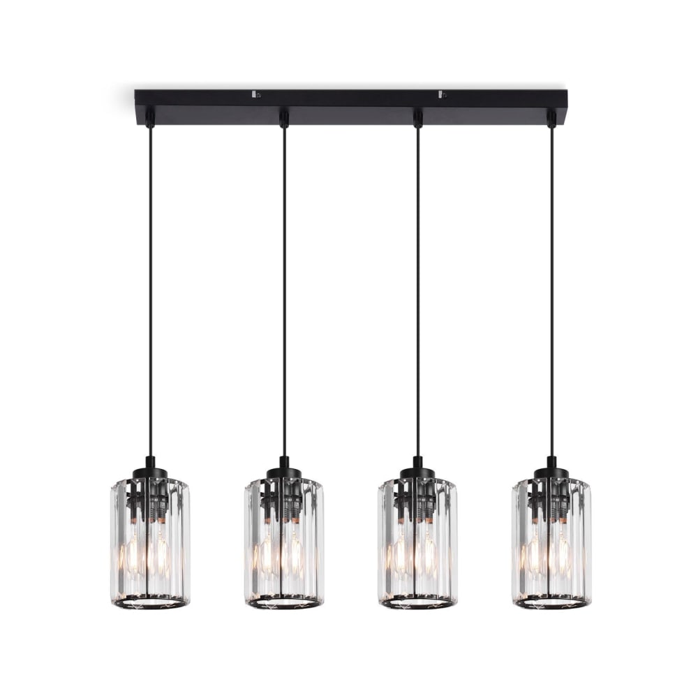 Suspension en fer noir 58x10x140cm e27