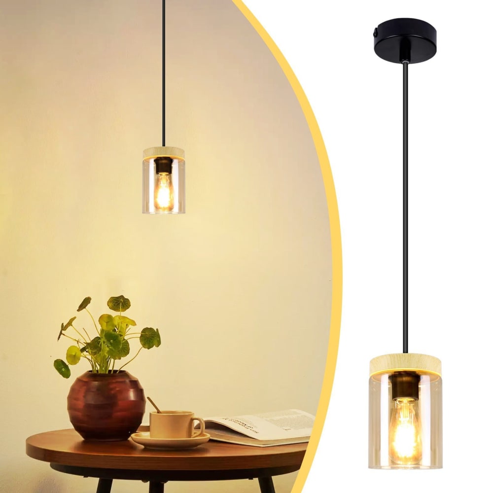 Suspension en fer marron 12x12x2.5cm e27 — vue 3