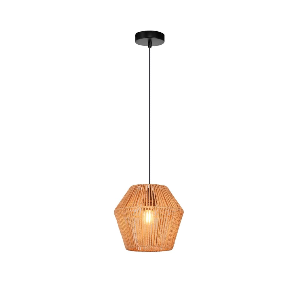 Suspension en rotin marron 23x23x175cm e27