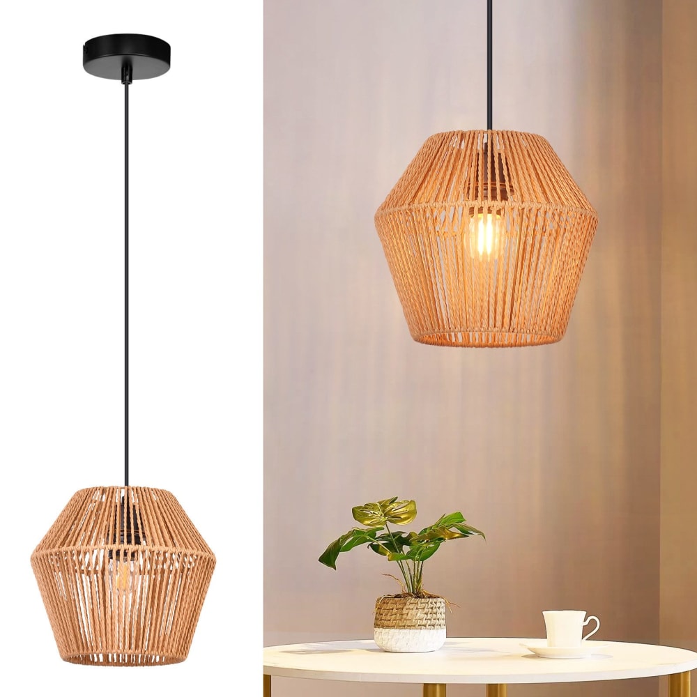 Pendelleuchte Rattan 23x23x175cm braun E27 - Maisons Du Monde