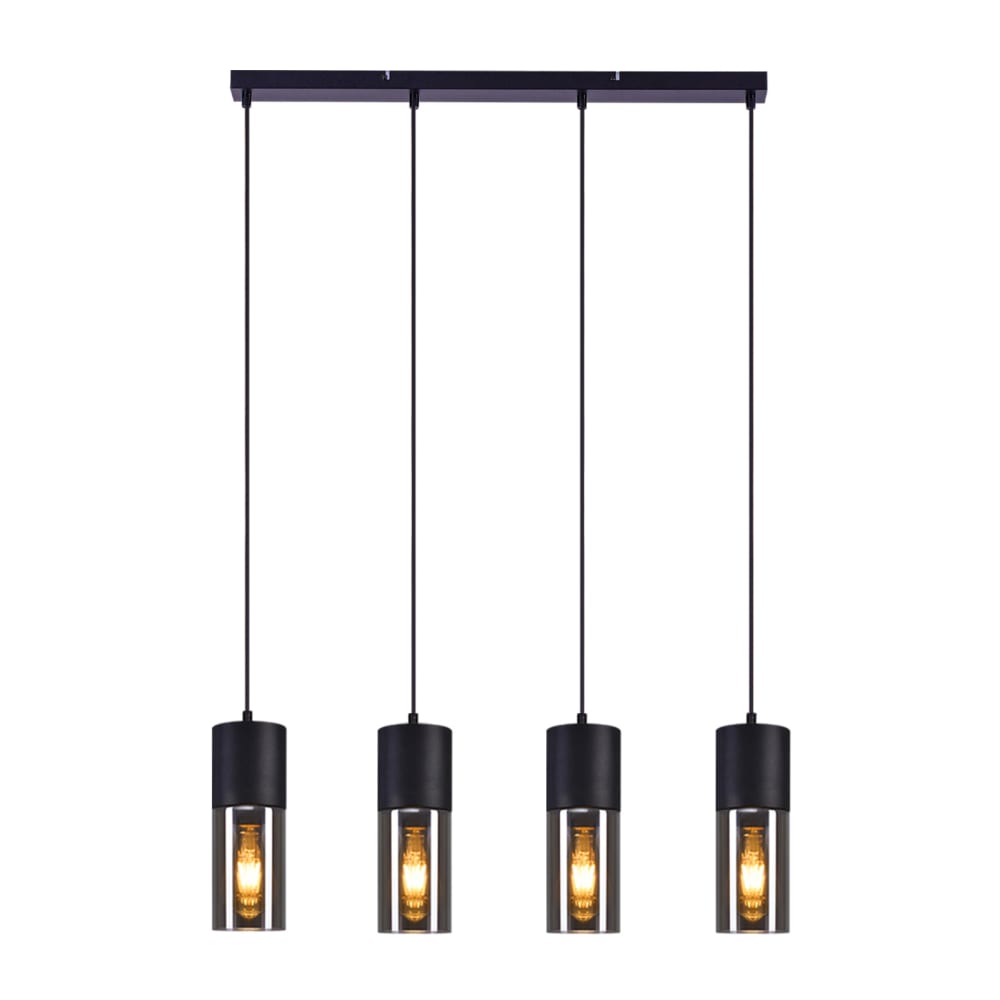 Suspension en fer noir 70x9x148cm e27