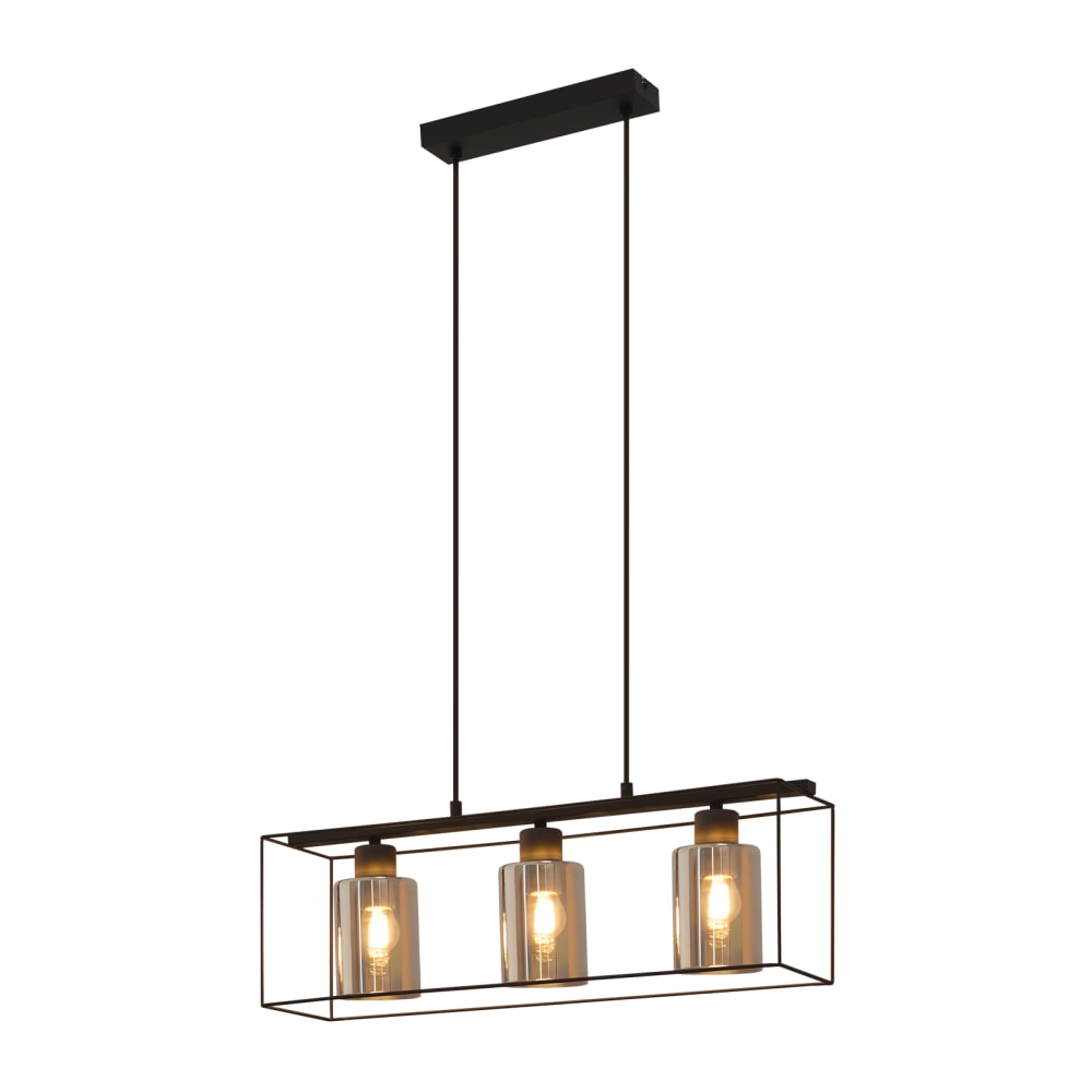Suspension en fer noir 60.5x15x148cm e27