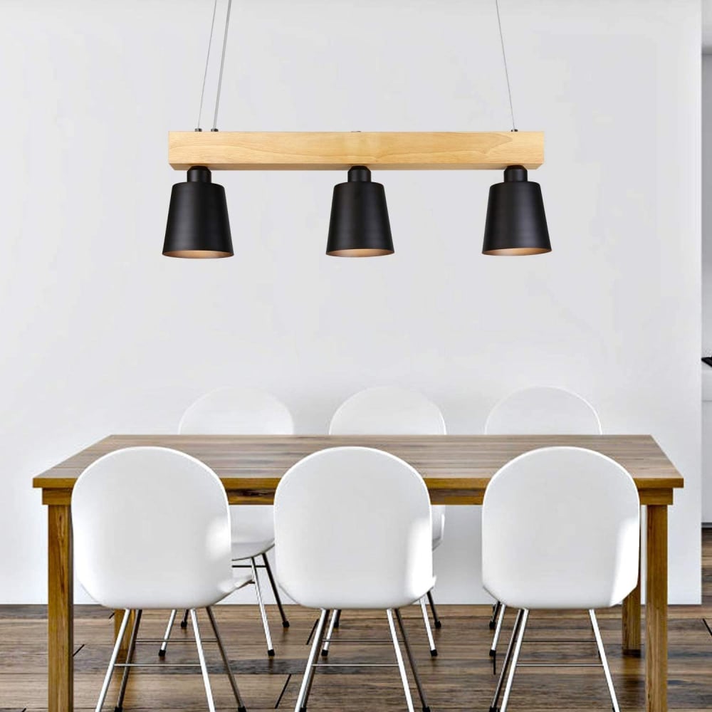 Suspension en fer noir 70x14x23cm e27 — vue 3