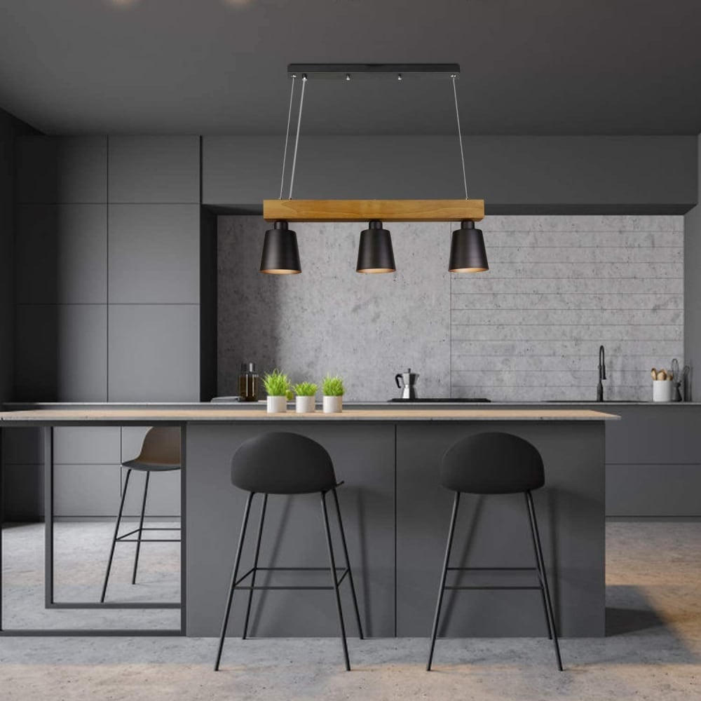 Suspension en fer noir 70x14x23cm e27 — vue 4
