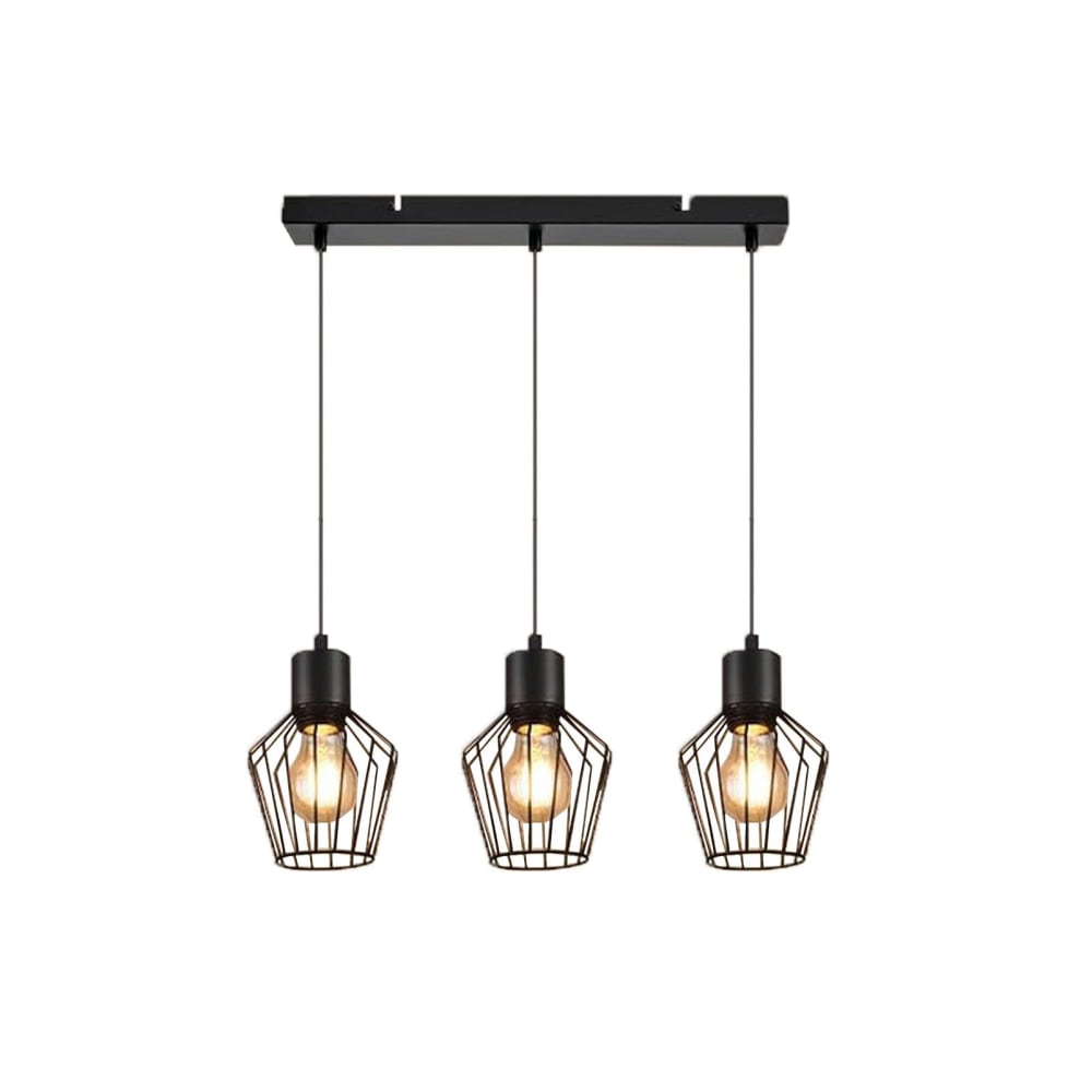 Suspension en fer noir 50x12x150cm e27