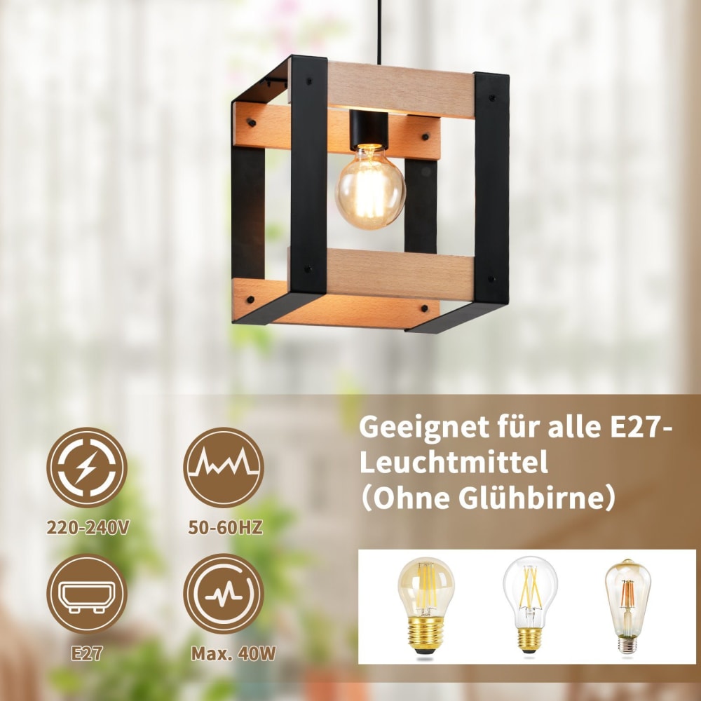 Pendelleuchte Eisen 25x20x11cm schwarz E27 - Maisons Du Monde