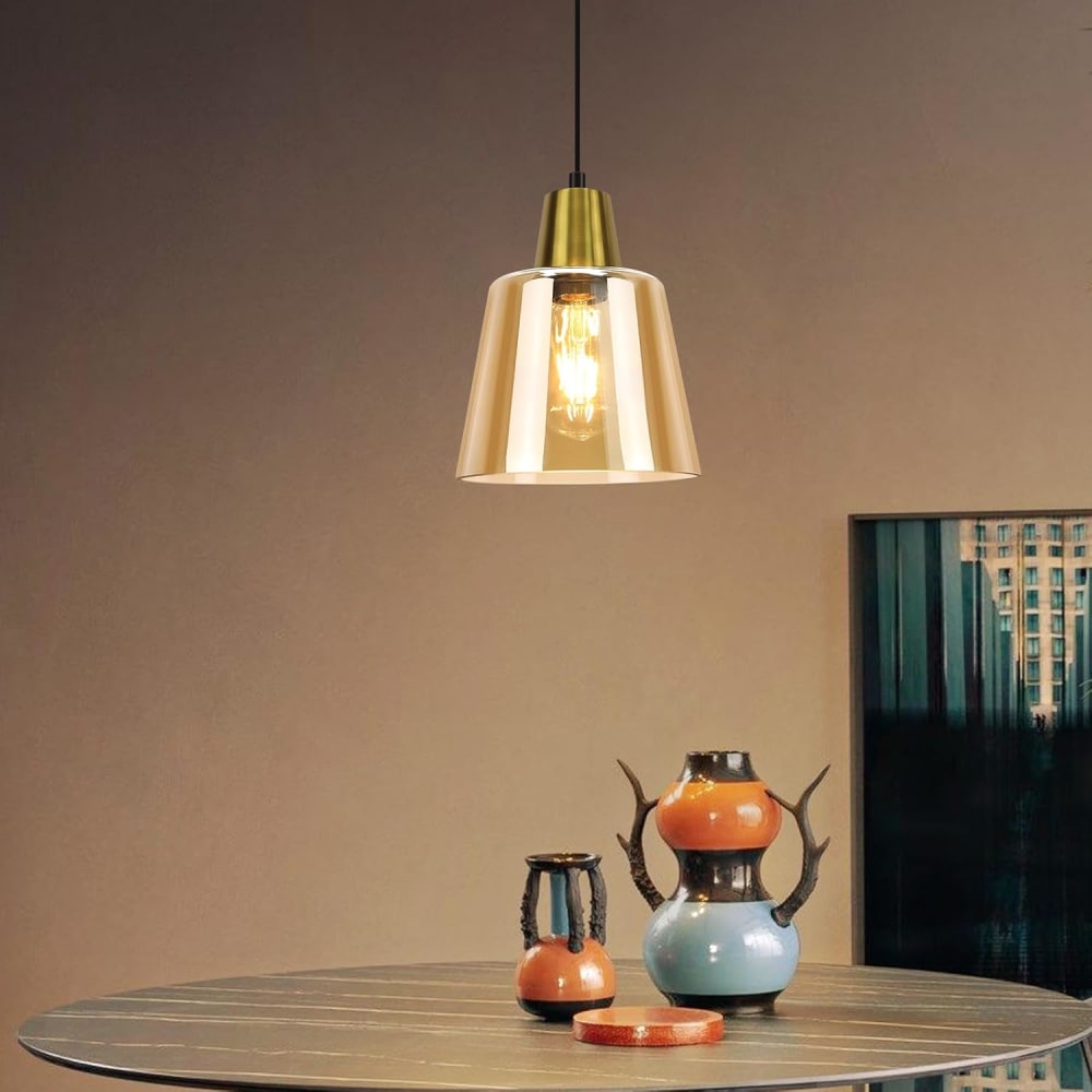 Pendelleuchte Eisen 18.5x18.5x146.5cm gold E27 - Maisons Du Monde