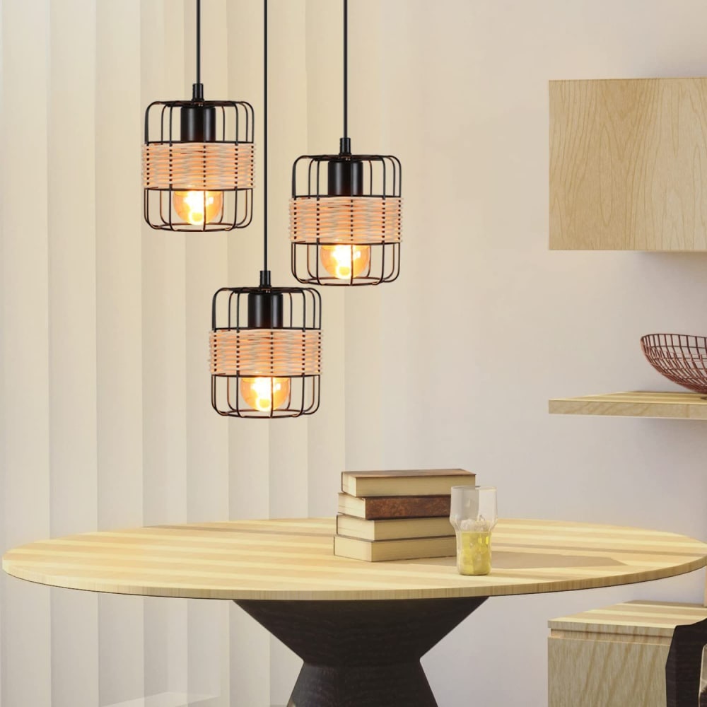 Pendelleuchte Rattan 25x13x15cm schwarz - Maisons Du Monde