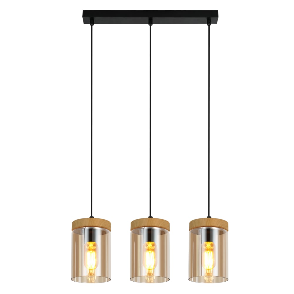 Suspension en fer noir 46x12x137.5cm e27