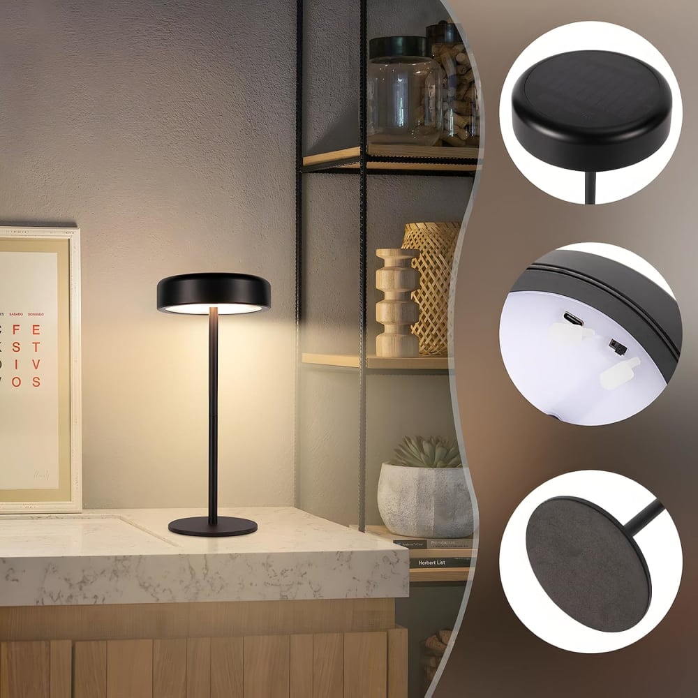 Lampe de table en fer noir 14x14x30cm led — vue 4