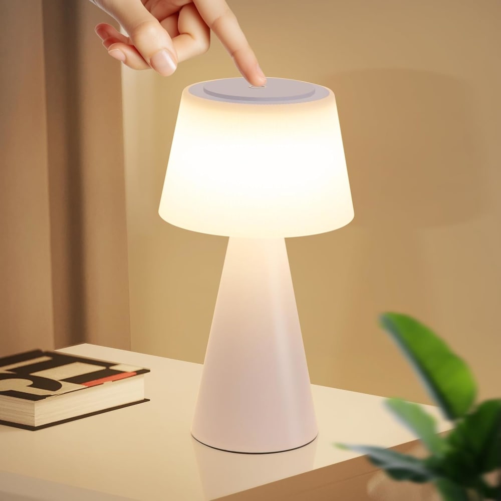 Lampe de table en abs blanc 13x13x24cm led — vue 3
