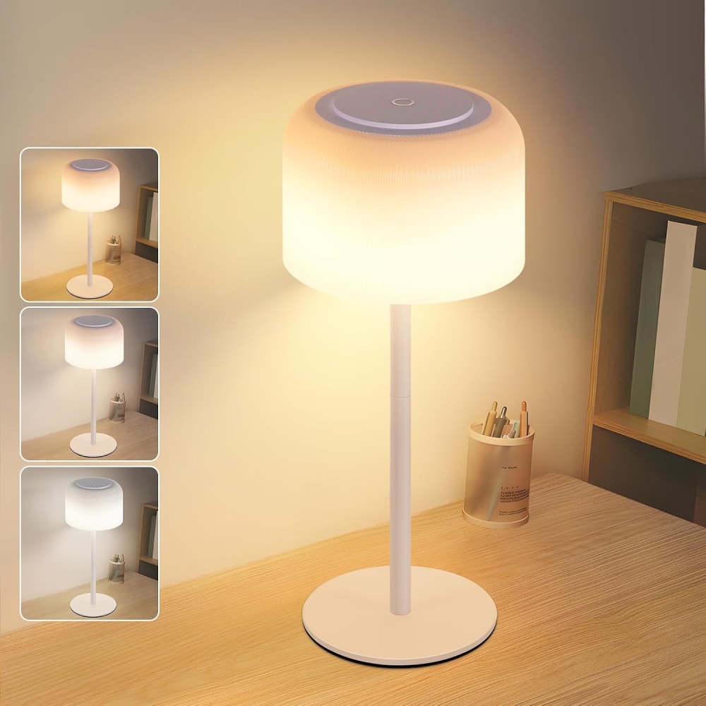 Lampe de table en fer blanc 13x11x30.5cm led — vue 3