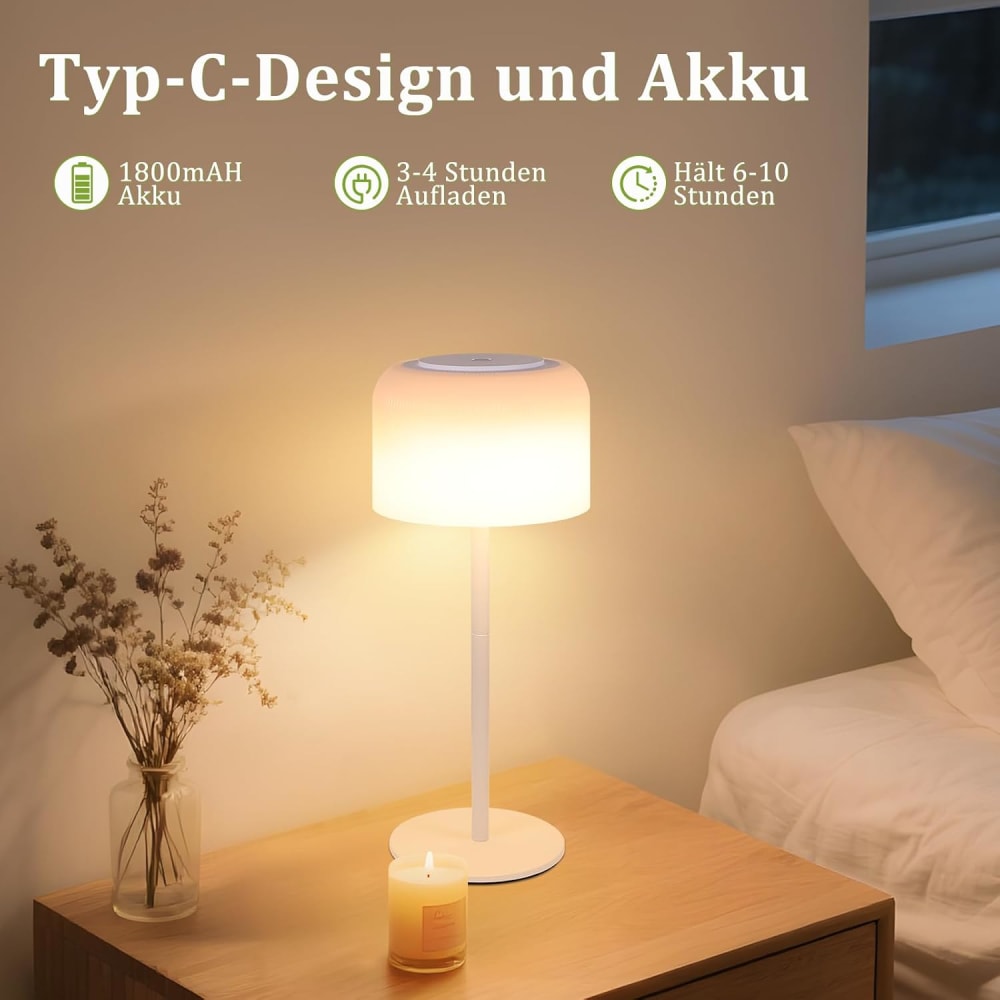 Lampe de table en fer blanc 13x11x30.5cm led — vue 4