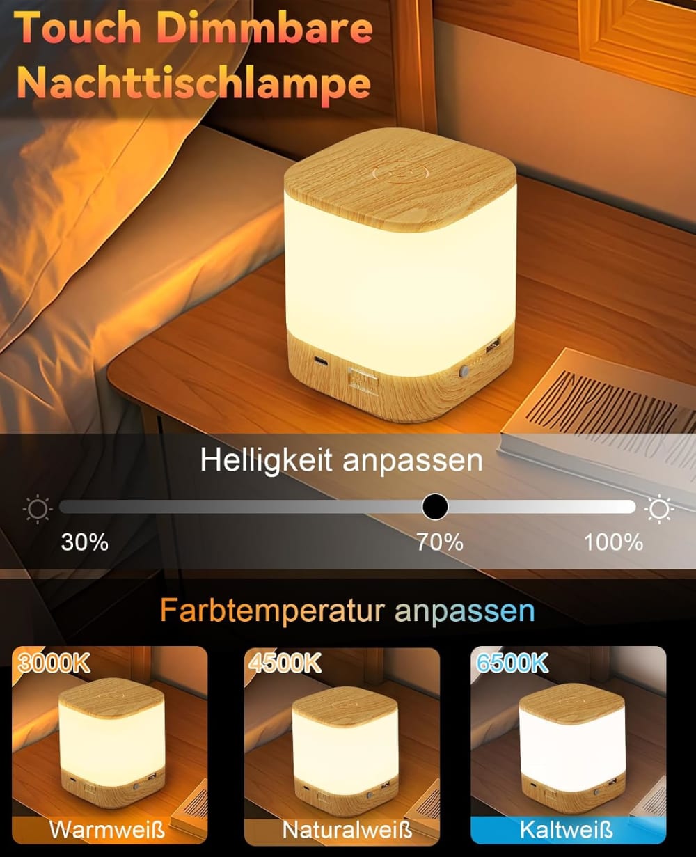 Lampe de table en pc marron 9.8x9.8x11.5cm led — vue 4