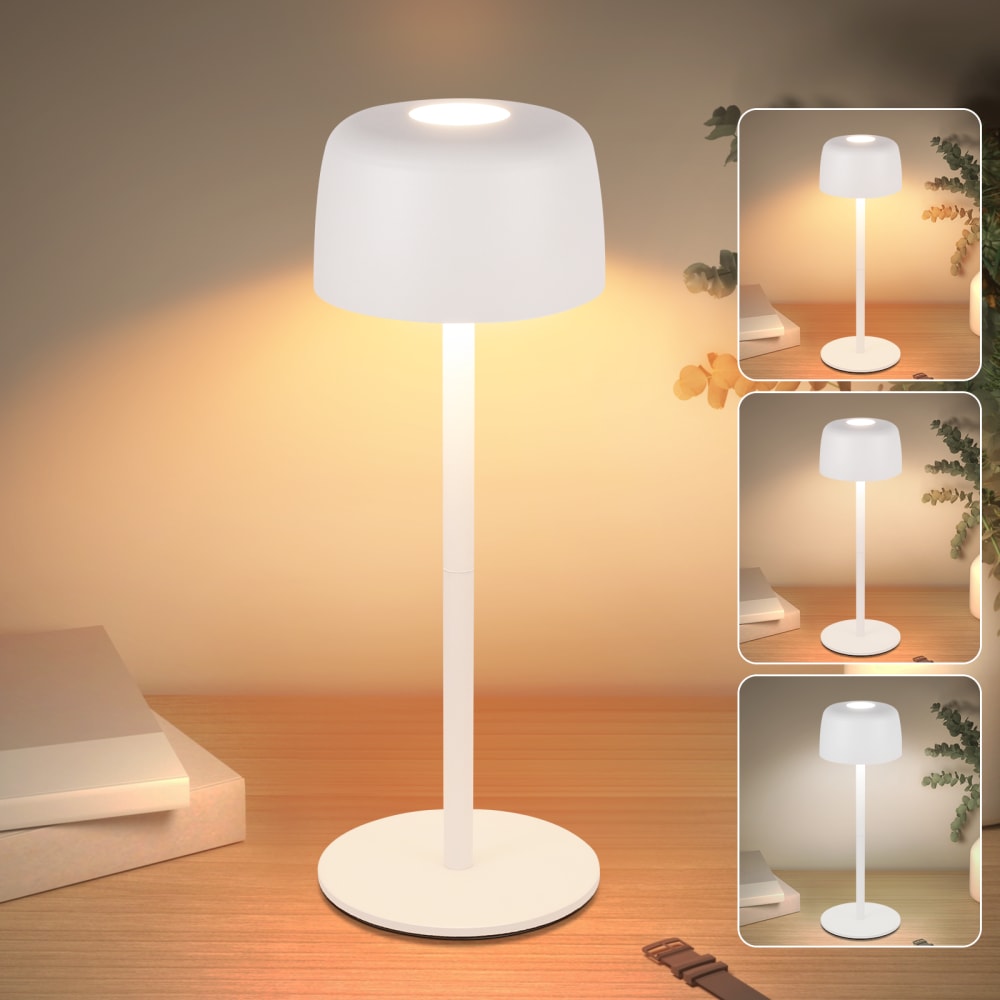 Lampe de table en fer blanc 9x9x25cm led — vue 3
