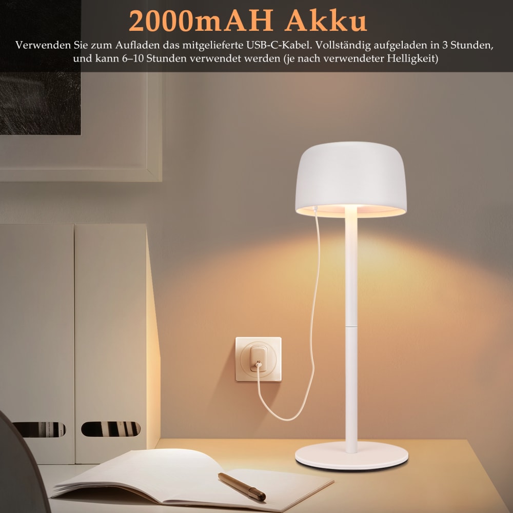 Lampe de table en fer blanc 9x9x25cm led — vue 4
