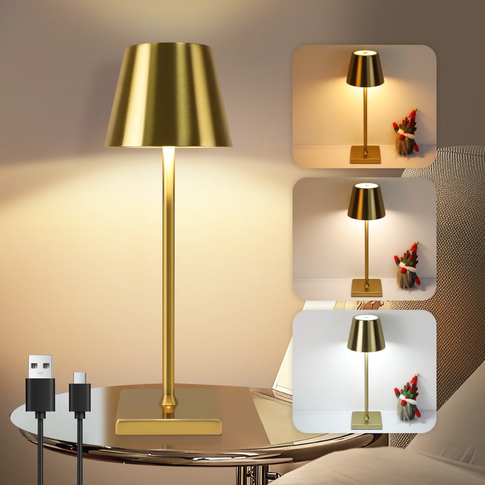 Lampe de table en fer doré 35.5x11.9x10cm led — vue 3