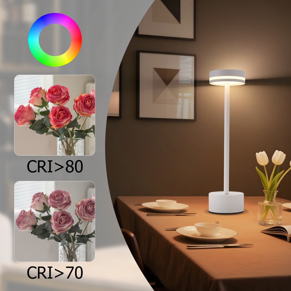 Lampe de table en fer blanc 8x8x31.5cm led — vue 4