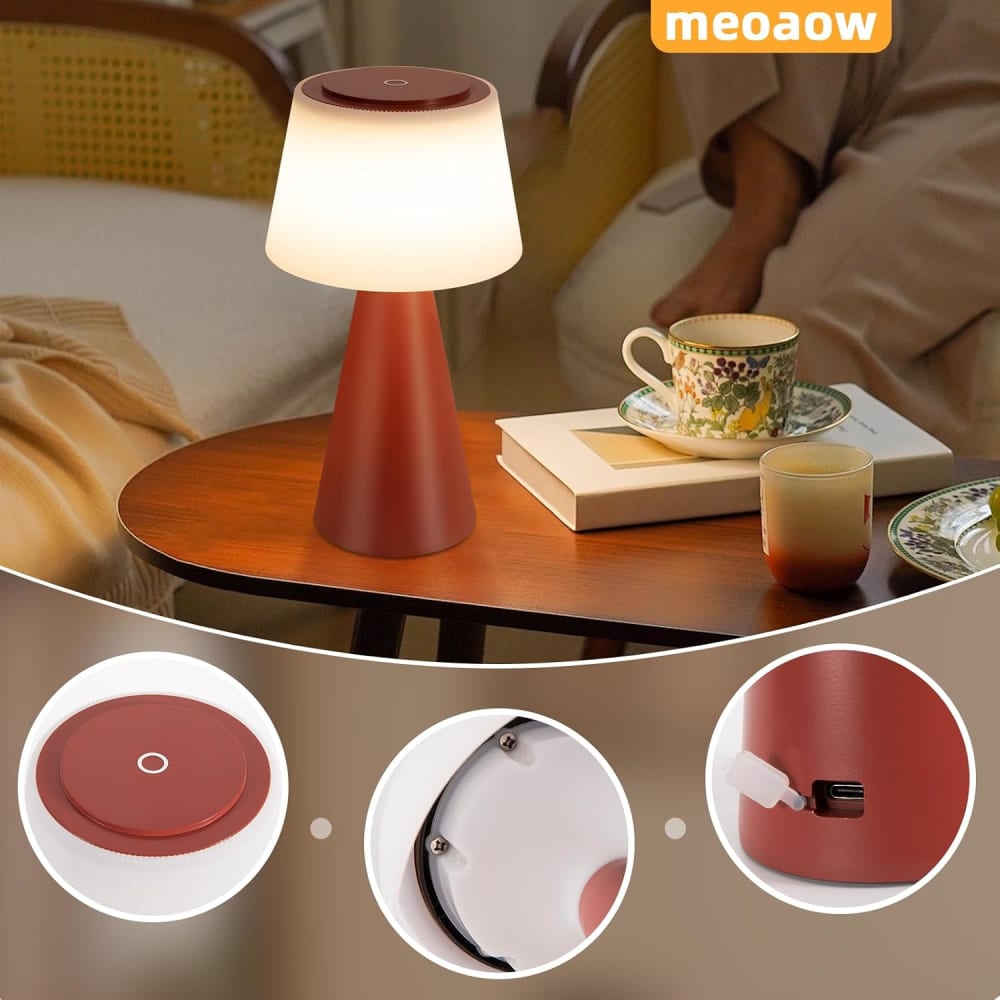 Lampe de table en abs rouge 13x13x24cm led — vue 4