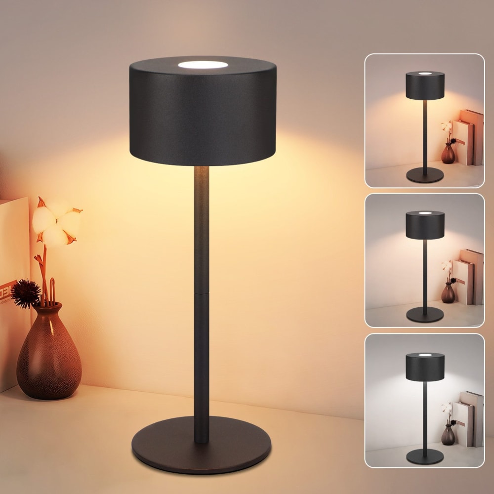 Lampe de table en fer noir 9x9x25cm led — vue 3
