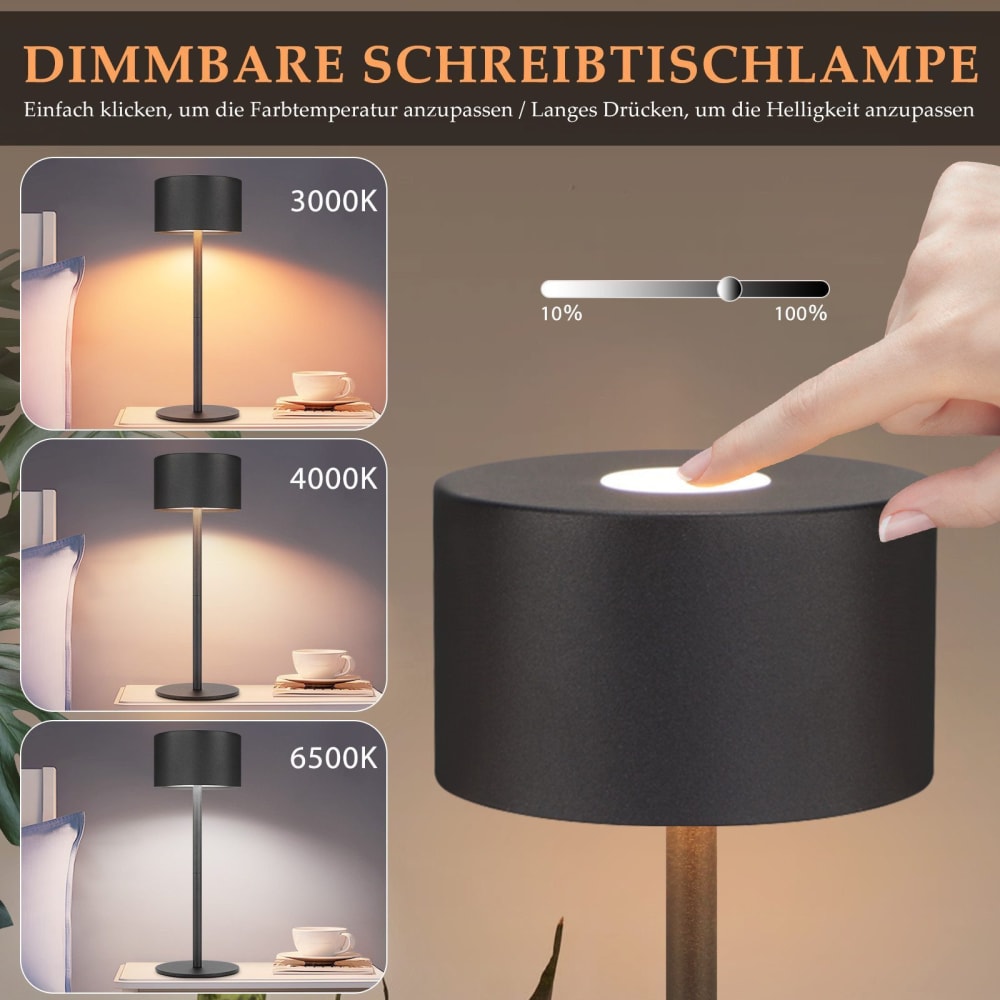 Lampe de table en fer noir 9x9x25cm led — vue 4
