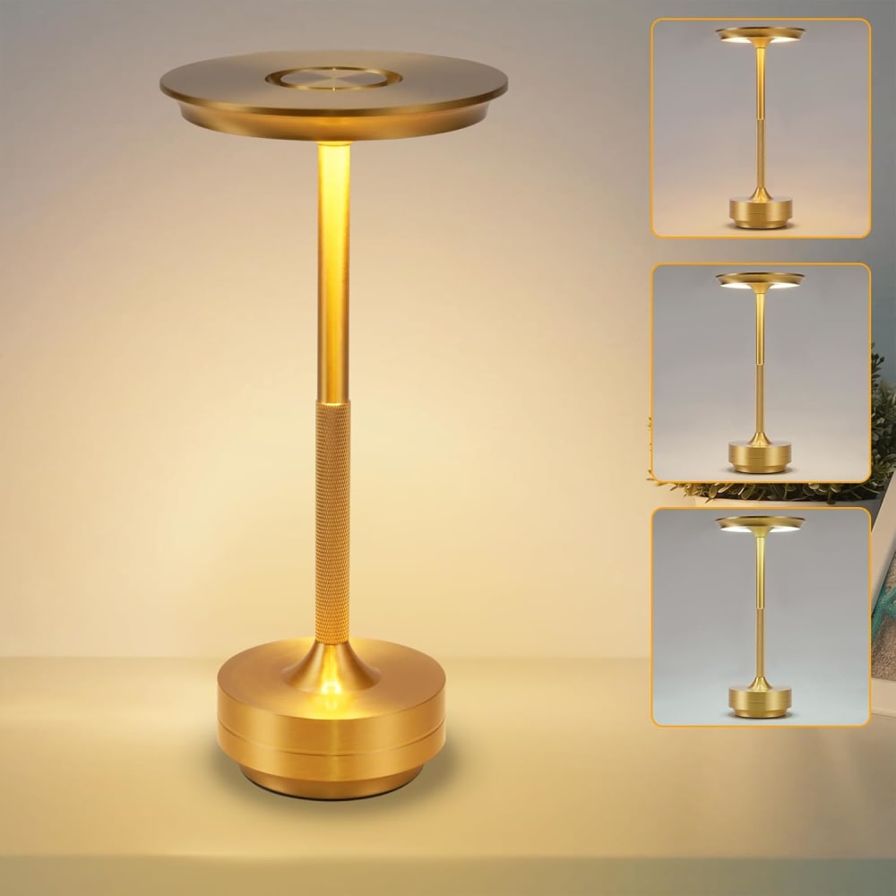 Lampe de table en aluminium doré 27x12.8x12.8cm led — vue 3