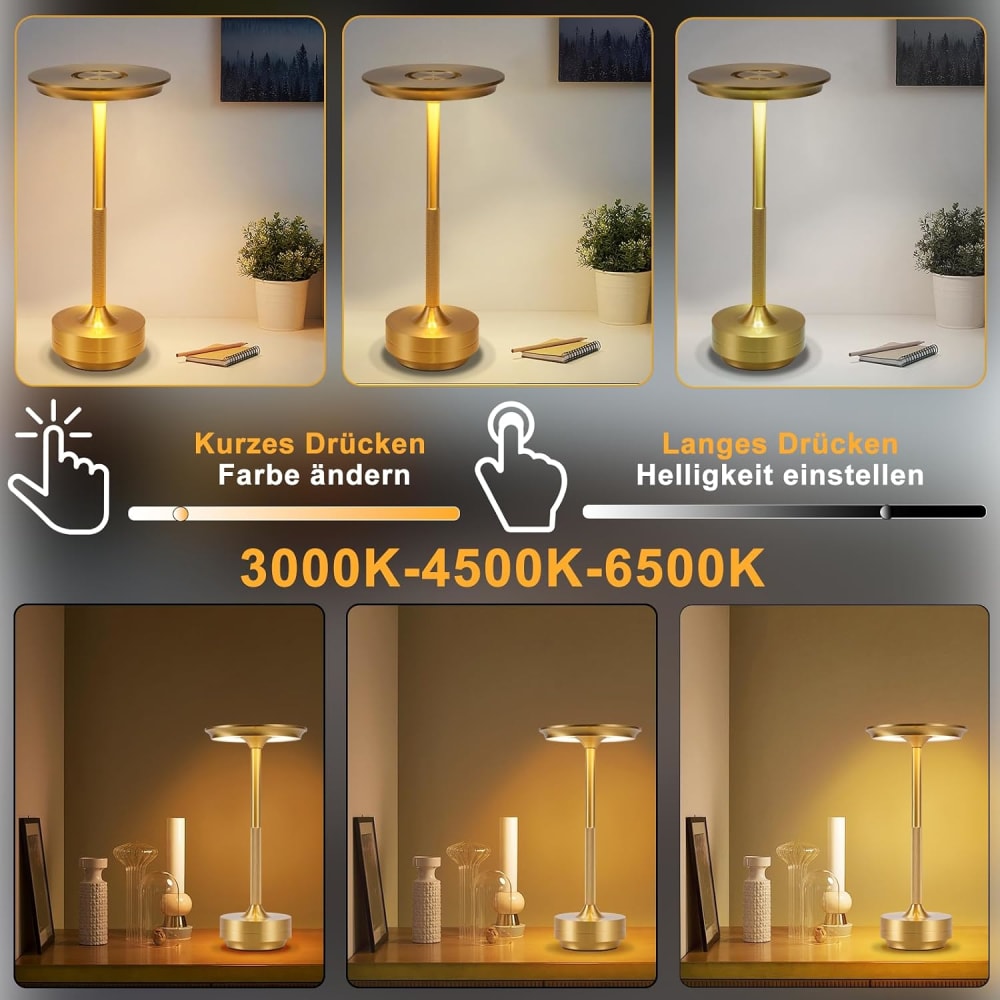 Lampe de table en aluminium doré 27x12.8x12.8cm led — vue 4