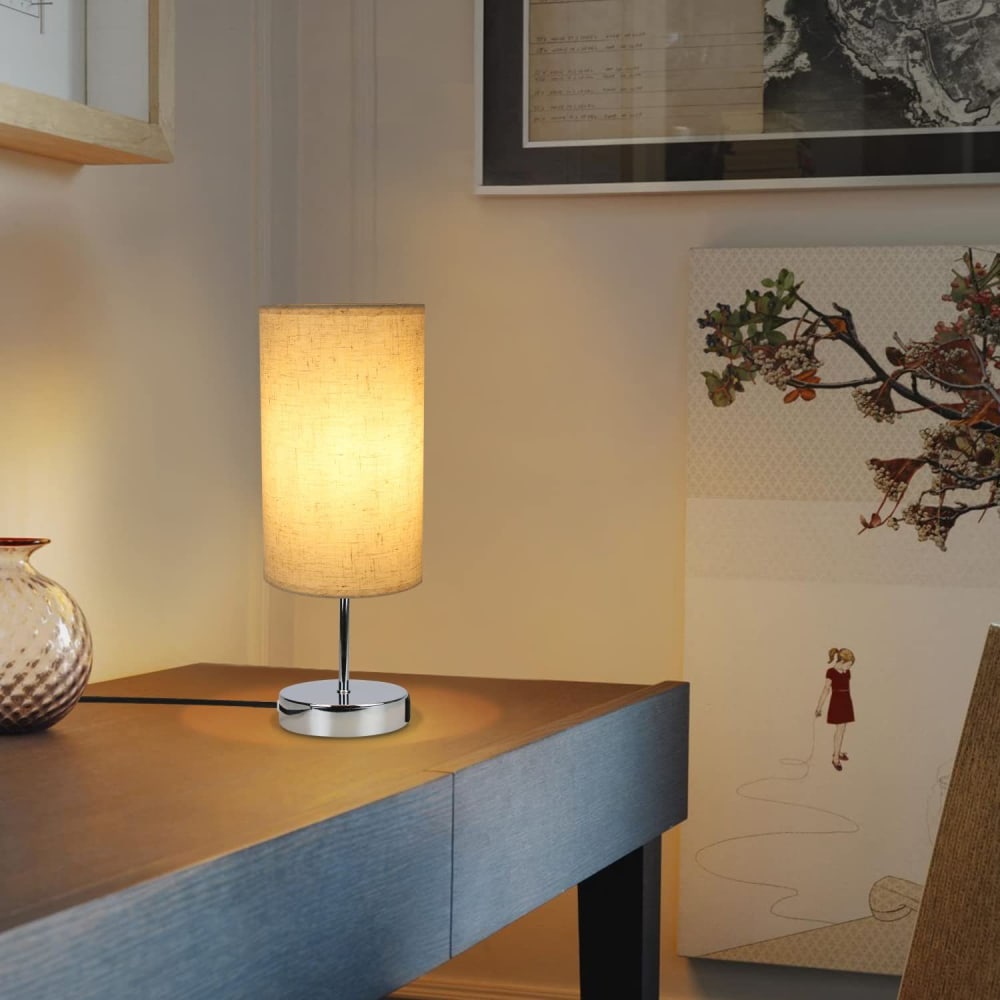 Lampe de table en fer argenté 14x14x37cm e27 — vue 4