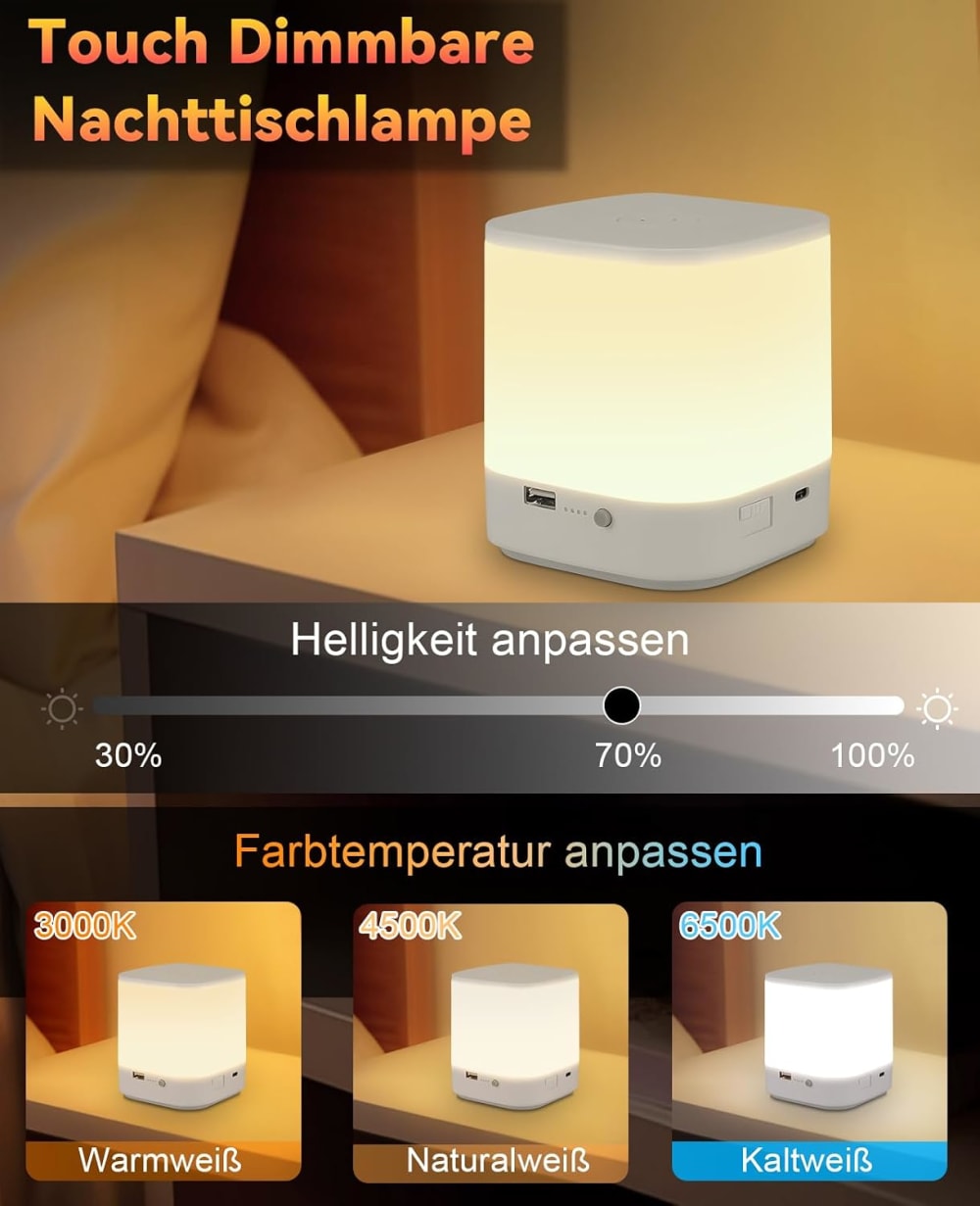 Lampe de table en pc blanc 9.8x9.8x11.5cm led — vue 4