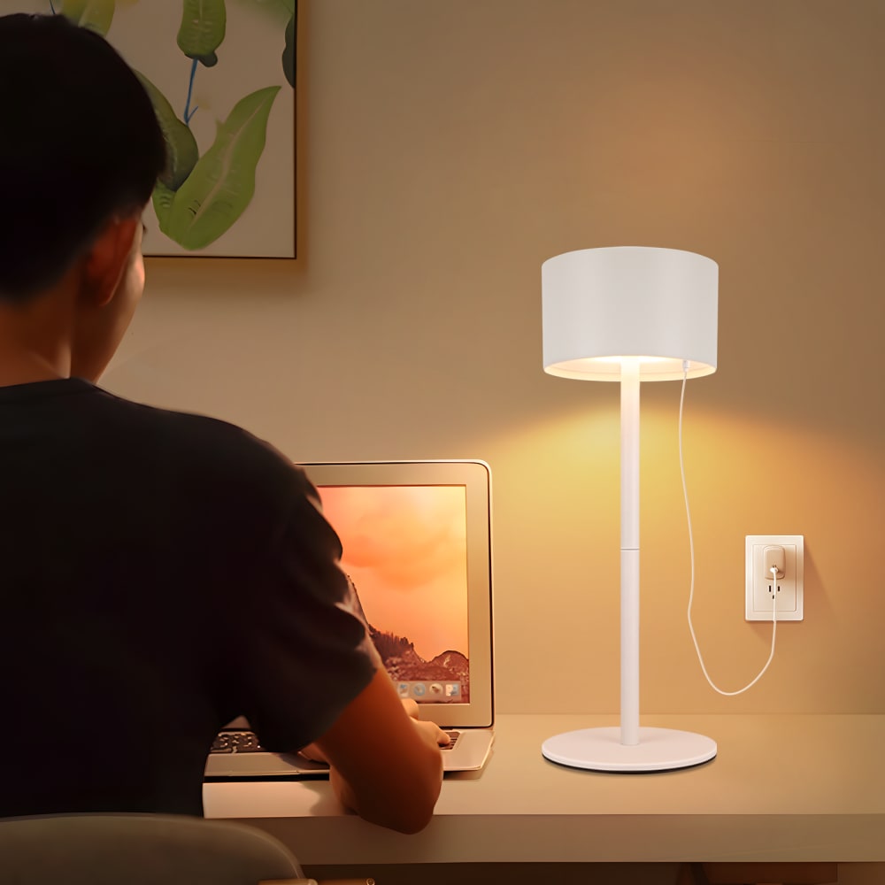 Tischlampe Eisen 9x9x25cm Weiß LED - Maisons Du Monde