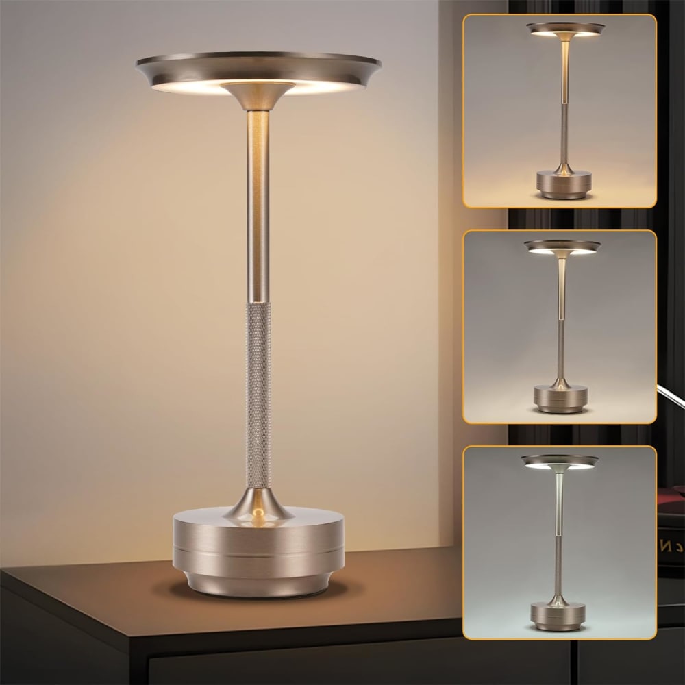 Lampe de table en aluminium gris 27x12.8x12.8cm led — vue 3