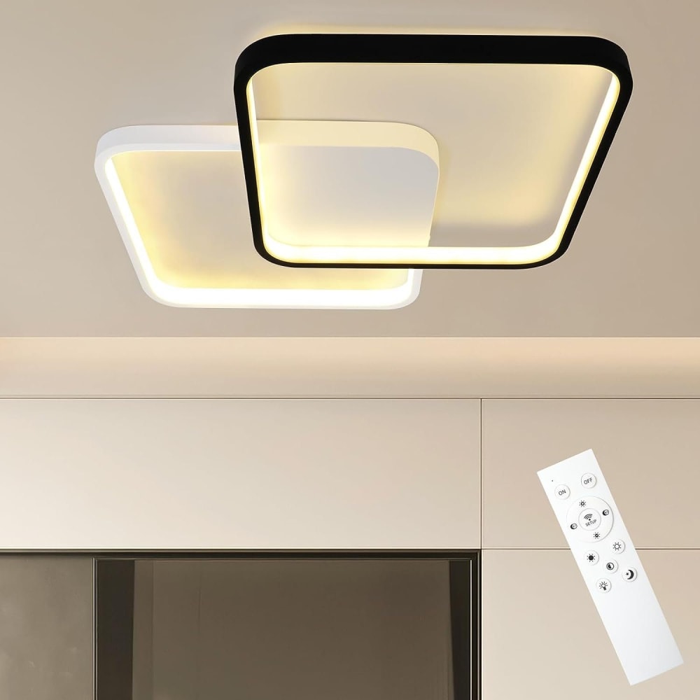 Plafonnier en fer aluminium noir 30x4.5x30cm led 55w — vue 3