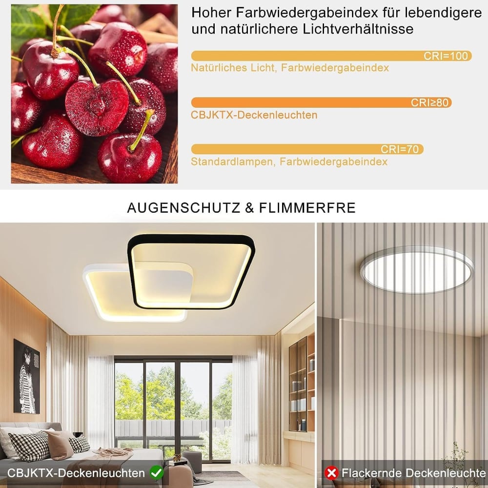 Plafonnier en fer aluminium noir 30x4.5x30cm led 55w — vue 4