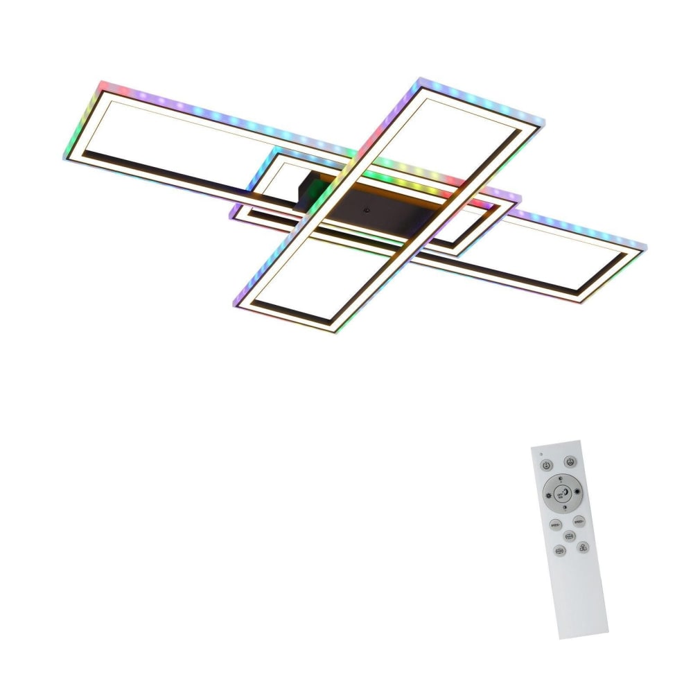 Plafonnier en fer aluminium noir 101.2x71x7cm led 45w